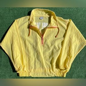 VTG 80’s Ocean Pacific 1/2 Zip Yellow Windbreaker Jacket Back Logo Womens Medium